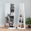 Jewelry Armoire with Full Length Mirror 360° and Large Capacity Jewelry Organizer Armoire; Lockable Mirror with Jewelry Storage; Multi Storage Shelves