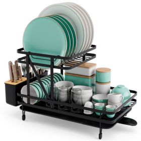 2-Tier Collapsible Dish Rack with Removable Drip Tray