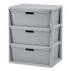 Wide 3 Drawer Cross-Weave Tower Cement