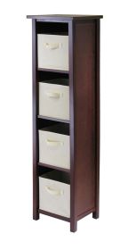 Verona 4-Section N Storage Shelf with 4 Foldable Beige Color Fabric Baskets