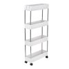 4 Tier Slim Storage Cart Mobile Shelving Unit Organizer Slide Out Storage Rolling Utility Cart Tower Rack for Kitchen Bathroom Laundry Narrow Places