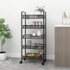 5-Tier Kitchen Trolley Black 18.1"x10.2"x41.3" Iron