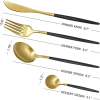 24-Piece Flatware Set, Gold Flatware Set for 6 , Black and Gold Flatware, Stainless Steel Knife Fork Spoon, Home Dinnerware Tableware Set for 6