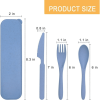 2 Pack Reusable Travel Utensils Set with Case, Wheat Straw Portable Knife Fork Spoons Tableware