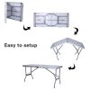 Portable Folding Aluminum Suitcase Table, Compact Camping Picnic Table with Umbrella Hole and Carrying Handle, Silver