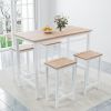 5-piece modern kitchen table with four bar stools Bar table set 5PC,metal frame and MDF, white oak,47.5'' L x 23.7'' W x 35.5'' H.