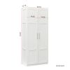 High wardrobe and kitchen cabinet with 2 doors and 3 partitions to separate 4 storage spaces,white