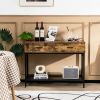 2 Drawers Industrial Console Table with Steel Frame for Small Space