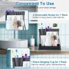 2 Pack 2-Tier Under Sink Organizer L-Shape Sliding Cabinet Organizers Storage Shelves with 8 Removable Hooks 2 Hanging Cups for Bathroom Kitchen Offic