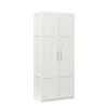 High wardrobe and kitchen cabinet with 2 doors and 3 partitions to separate 4 storage spaces,white