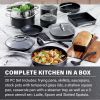 Pots and Pans Set 20 Piece Complete Cookware Bakeware Set Nonstick Dishwasher Oven Safe Black