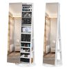 Jewelry Armoire with Full Length Mirror 360° and Large Capacity Jewelry Organizer Armoire; Lockable Mirror with Jewelry Storage; Multi Storage Shelves