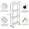 4 Tier Slim Storage Cart Mobile Shelving Unit Organizer Slide Out Storage Rolling Utility Cart Tower Rack for Kitchen Bathroom Laundry Narrow Places