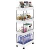 Storage Cart 4-Tier Slide Out Rolling Utility Cart Storage Organizer Shelf Rack