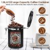 61OZ Stainless Steel Coffee Container With Scoop Date Month Tracker Airtight Coffee Canister For Coffee Beans Grounds Tea Sugar Nut Candy Flour