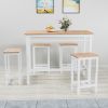 5-piece modern kitchen table with four bar stools Bar table set 5PC,metal frame and MDF, white oak,47.5'' L x 23.7'' W x 35.5'' H.