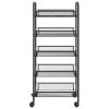 5-Tier Kitchen Trolley Black 18.1"x10.2"x41.3" Iron