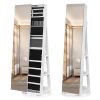 Jewelry Armoire with Full Length Mirror 360° and Large Capacity Jewelry Organizer Armoire; Lockable Mirror with Jewelry Storage; Multi Storage Shelves