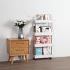 4 Tier Slim Storage Cart Mobile Shelving Unit Organizer Slide Out Storage Rolling Utility Cart Tower Rack for Kitchen Bathroom Laundry Narrow Places