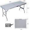 Portable Folding Aluminum Suitcase Table, Compact Camping Picnic Table with Umbrella Hole and Carrying Handle, Silver