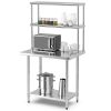 36 x 12 Inch Kitchen Stainless Steel Overshelf with Adjustable Lower Shelf