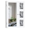 Non Full Mirror Wooden Wall Mounted Mirror Cabinet With Photo Frame; Multi-Layer Storage And Jewelry Storage - White