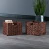 Tessa 2-Pc Woven Rope Basket Set; Foldable; Walnut