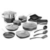 Pots and Pans Set 20 Piece Complete Cookware Bakeware Set Nonstick Dishwasher Oven Safe Black