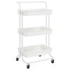 3-Tier Kitchen Trolley White 16.5"x13.8"x33.5" Iron and ABS