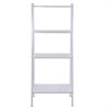 Metal 4 Shelf Bookcase, Multifunctional Ladder-Shaped Plant Flower Stand Rack Bookrack Storage Shelves, Ivory RT