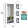 Non Full Mirror Wooden Wall Mounted Mirror Cabinet With Photo Frame; Multi-Layer Storage And Jewelry Storage - White