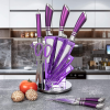 Kitchen Knife Set, 9-Pieces Purple Professional Chef Knife Set with Hollow Handle