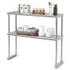 36 x 12 Inch Kitchen Stainless Steel Overshelf with Adjustable Lower Shelf