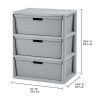 Wide 3 Drawer Cross-Weave Tower Cement